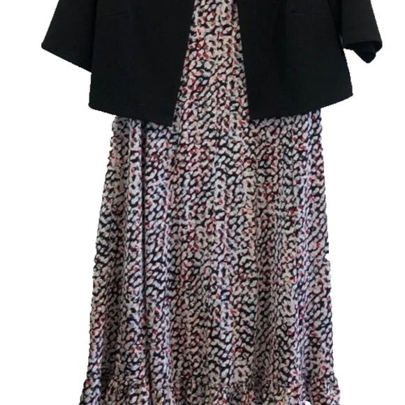 Perceptions Petite Women's 2 Piece Black Combo Sleeveless Dress & Cardigan PM - Picture 3 of 6